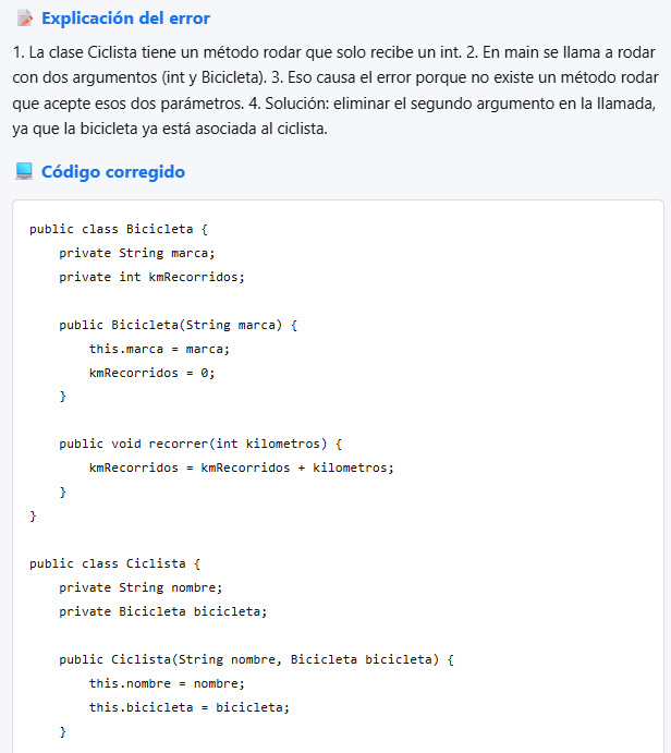 Respuesta del corrector: explicación en cuatro pasos del error de rodar y el inicio del código corregido