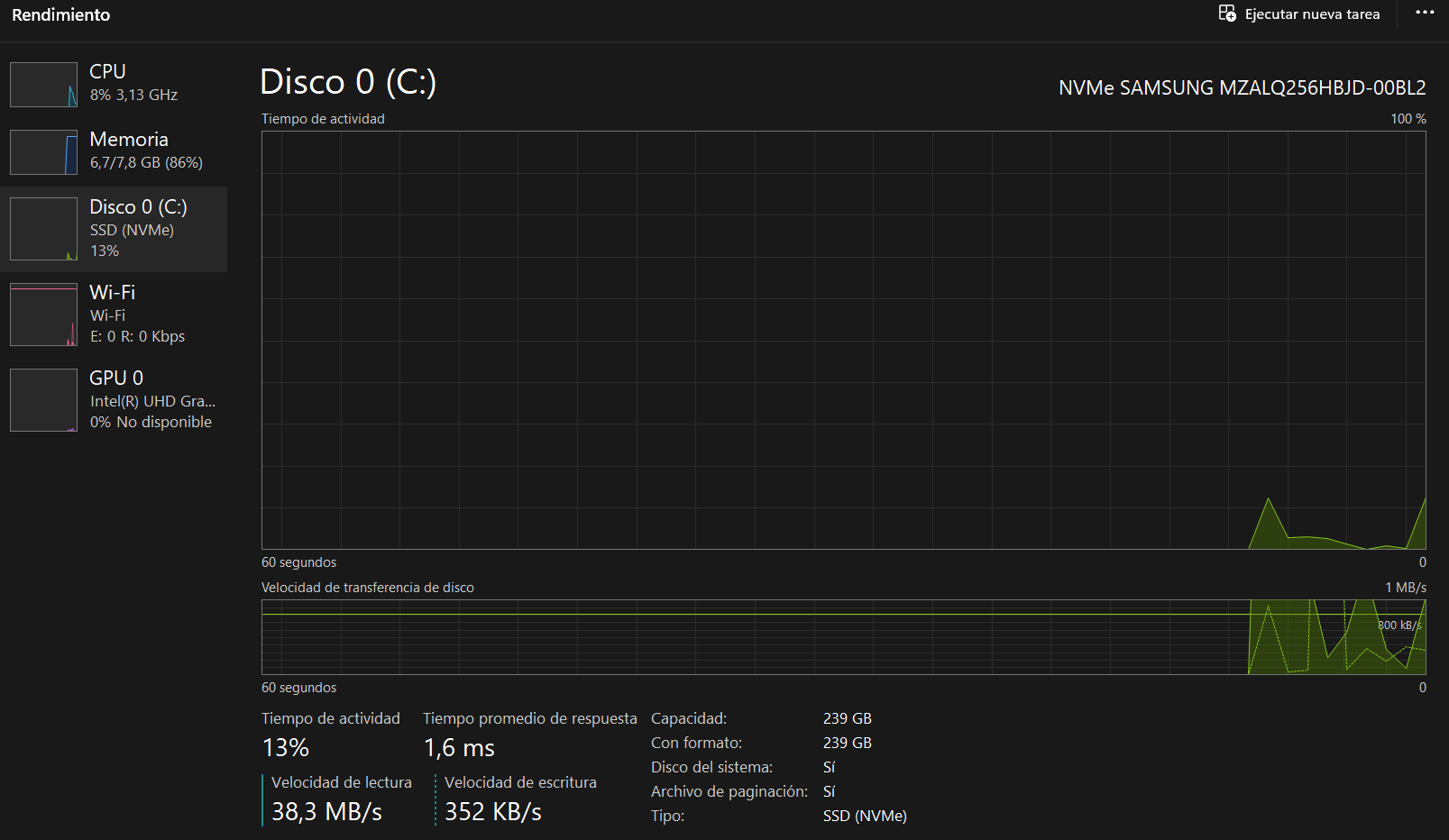 Información del disco y la SSD
